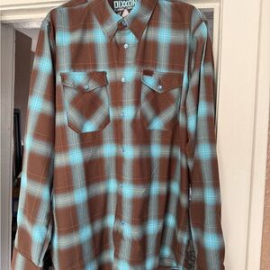 DIXXON Brown and Blue Casual Button Down Shirt